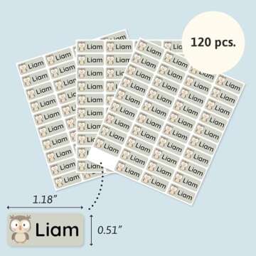 TeddyLabels Personalized Name Labels for Kids (120)