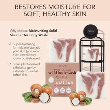 Kitsch Shea Butter for Men & Women | Exfoliating Bar Soap | Made in USA | Moisturizing Shea Butter S...