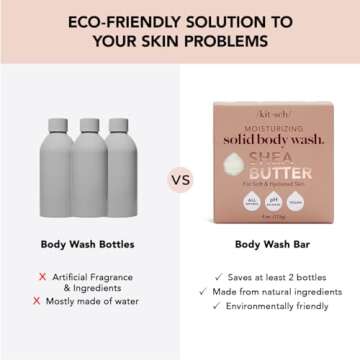 Kitsch Shea Butter for Men & Women | Exfoliating Bar Soap | Made in USA | Moisturizing Shea Butter Soap for Soft and Hydrated Skin | All Natural Body Soap | Paraben Free and Vegan - 4 oz