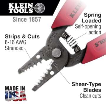 Klein Tools 11049 Wire Stripper and Cutter - USA Made, Lightweight, Precision Ground