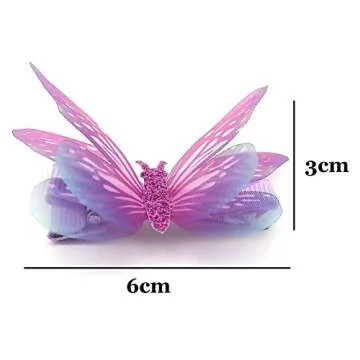 Liasun 6Pcs/pack 3D Colorful Organza Butterfly Hair Clips - Chiffon Fairy Wings - Ribbon Wrapped Clips 0.4Inch Barrettes Hair Accessories For Women and Girls(Multicolor2)