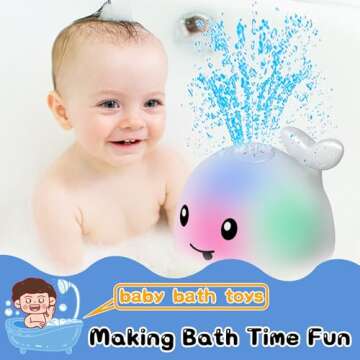 Bath Toys for Babies 6-12 Months - Light Up Whale Bath Toys Sprinkler - Toddler Infant Boy Girls Toy...