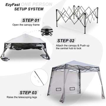 EzyFast Compact Pop Up Canopy Tent, Collapsible Instant Shelter,Portable Sports Cabana, with Built-i...