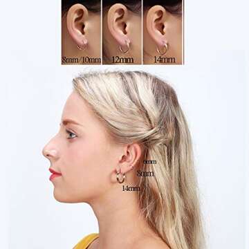 316L Surgical Stainless Steel Huggie Hoop Earrings 6mm Gold Hypoallergenic Earrings Hoop Cartilage Helix Lobes Hinged Sleeper Earrings For Men Women(A01:6mm Gold(THK 2.0mm))