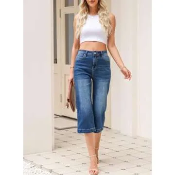 Trendy Sidefeel Women's Wide Leg Capri Jeans for Style