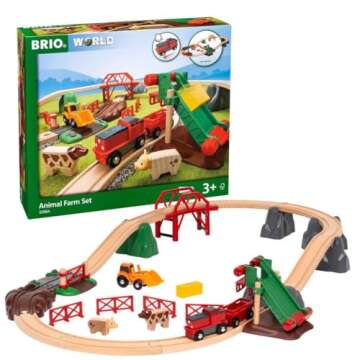 BRIO 33984 Animal Farm Set - Engaging Wooden Toy Train Set for Kids | Enhances Motor Skills | FSC-Certified Wood | Ideal for Ages 3 and Up