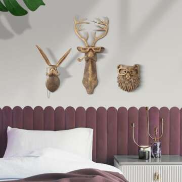 UITWMKTG Gold Animal Head Wall Decor Wall Sculpture Home Decor Statue for Living Room Office Bedroom Modern Decor for Men Women Deer