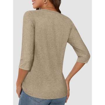 ATHMILE Women's Casual 3/4 Sleeve T-Shirts for Everyday Wear