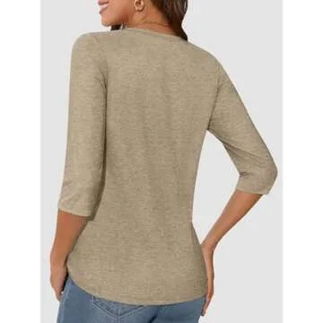ATHMILE Women's Casual 3/4 Sleeve T-Shirts for Everyday Wear