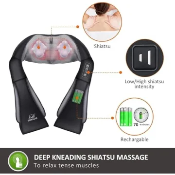 Snailax Cordless Shiatsu Neck and Shoulder Massager