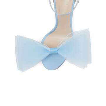 Coutgo Women's Bow Heels Open Toe Stiletto Heels One Strap Bridal Wedding Heeled Sandals