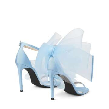 Coutgo Women's Bow Heels Open Toe Stiletto Heels One Strap Bridal Wedding Heeled Sandals