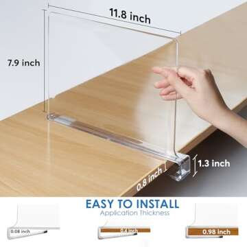 BigBcart Acrylic Shelf Dividers for Closet Organization Clothes, Purse Organizer for Closet, Clear C...