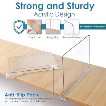 BigBcart Acrylic Shelf Dividers for Closet Organization Clothes, Purse Organizer for Closet, Clear Closet Dividers for Shelves, Purse Storage Organizer for Closet, Hand Bag Organizer Closet (12pcs)