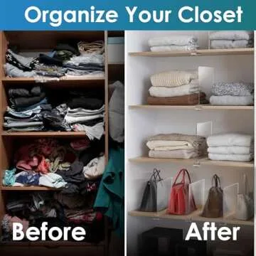 BigBcart Acrylic Shelf Dividers for Closet Organization Clothes, Purse Organizer for Closet, Clear Closet Dividers for Shelves, Purse Storage Organizer for Closet, Hand Bag Organizer Closet (12pcs)