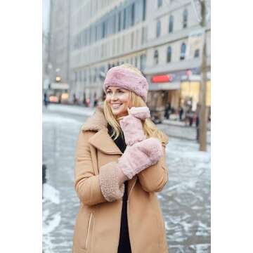 Funky Junque Faux Fur Convertible Mittens for Women