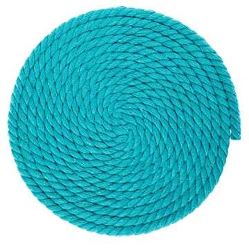 Super Soft 3 Strand Twisted Cotton Rope in Teal - 1/4 Inch x 10 Feet