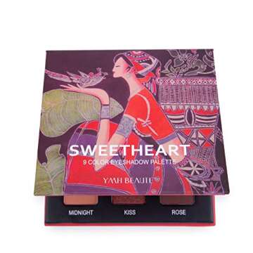 YMH BEAUTE Highly Pigmented Eyeshadow Palette, 9 Colors Eye Shadow Palettes Matte Shimmer Eyeshadow Makeup Palette Long Lasting Waterproof Cosmetics, Cruelty-free (Sweetheart)