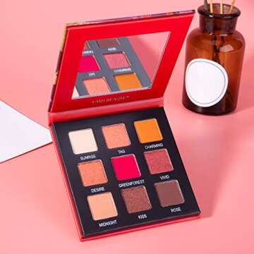 YMH BEAUTE Highly Pigmented Eyeshadow Palette, 9 Colors Eye Shadow Palettes Matte Shimmer Eyeshadow Makeup Palette Long Lasting Waterproof Cosmetics, Cruelty-free (Sweetheart)