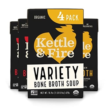 Kettle and Fire Beef and Chicken Bone Broth, Keto, Paleo, Whole 30 Approved, Gluten Free, Natural So...