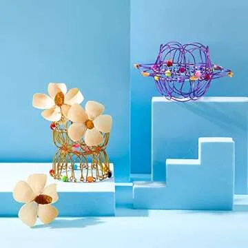 Skylety 2 Pieces Mandala Flower Basket Toy Flexible Iron Basket Creative Handmade Magic Loops Wire Fidget Toy for Teens Christmas Winter Party Favors (Purple, Gold)