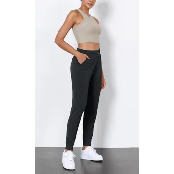 ODODOS Women's Modal Soft Jogger Pants with Pockets Adjustable Shockcord High Waist Sweatpants Casual Lounge Pants, Black, Small