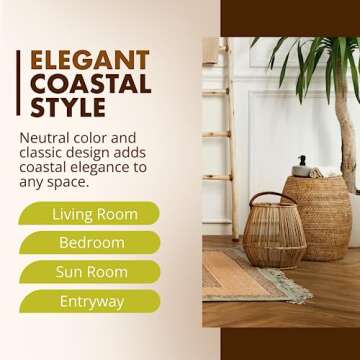 KOUBOO La Jolla Round Rattan Stool, Side Table, Handmade, Extra Seating, Patio, Living Room, Boho Decor, End Table, Honey Brown, 18" by 18"