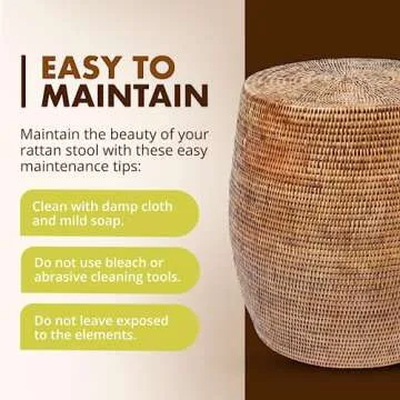 KOUBOO La Jolla Rattan Stool - Stylish Boho Seating