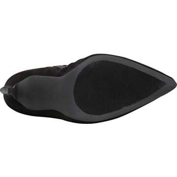 Liliana DB54 Women Suede Pointy Toe Thigh High Single Sole Stiletto Boot,Black,7