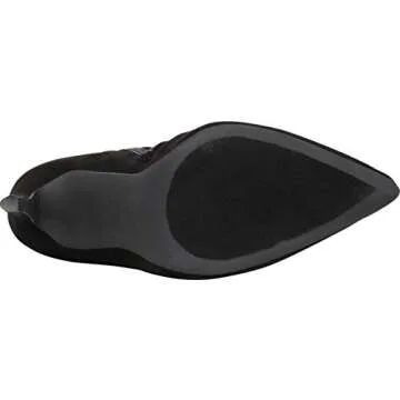 Liliana DB54 Women Suede Pointy Toe Thigh High Single Sole Stiletto Boot,Black,7