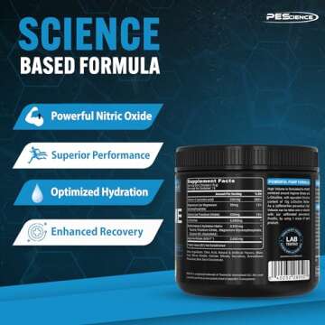PEScience High Volume Nitric Oxide Booster Pump Pre Workout Powder, Sour Peach Candy, 36 Scoops, Caffeine Free