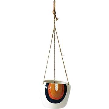 Urban Products Retro Rainbow Hanging Planter Blue and Terracotta 8in