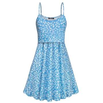 connche Floral Maternity Summer Dress Spaghetti Strap Nursing Breastfeeding Blue Floral L