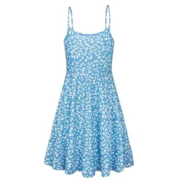 connche Floral Maternity Summer Dress Spaghetti Strap Nursing Breastfeeding Blue Floral L
