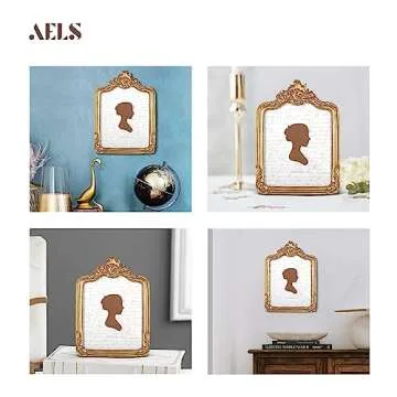 AELS 8x10 Inch Vintage Picture Frame, Elegant Antique Photo Frames with Glass Front, Photo Display, Tabletop Wall Hanging, Gift Ideas, Gold
