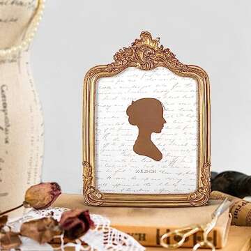AELS 8x10 Inch Vintage Picture Frame, Elegant Antique Photo Frames with Glass Front, Photo Display, Tabletop Wall Hanging, Gift Ideas, Gold