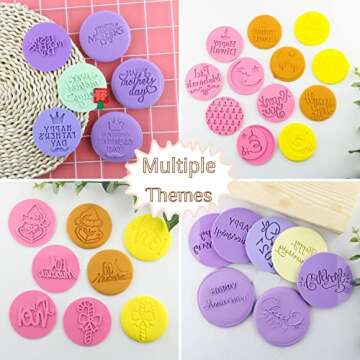 Crethinkaty Mother's Day Fondant Embosser "Happy Mother's Day" Shape 3D Raised Design Cookie Stamp for Baking Cookies,Decorating Cake/Sugar Paste/Cupcake