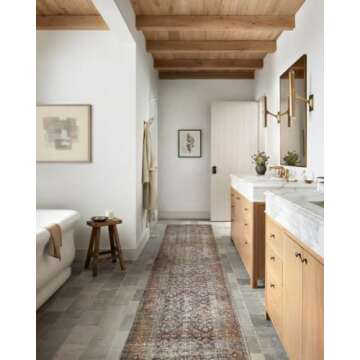 Loloi Amber Lewis Billie Collection, Ink & Salmon 8'-6" x 11'-6" Area Rug – Antique & Distressed Accent Rugs for Living Room, Bedroom, Entryway & Hallway, No Shed High Traffic Area Home Decor Rug