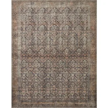 Loloi Amber Lewis Billie Collection, Ink & Salmon 8'-6" x 11'-6" Area Rug – Antique & Distressed Accent Rugs for Living Room, Bedroom, Entryway & Hallway, No Shed High Traffic Area Home Decor Rug