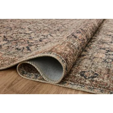 Loloi Amber Lewis Billie Collection, Ink & Salmon 8'-6" x 11'-6" Area Rug – Antique & Distressed Accent Rugs for Living Room, Bedroom, Entryway & Hallway, No Shed High Traffic Area Home Decor Rug