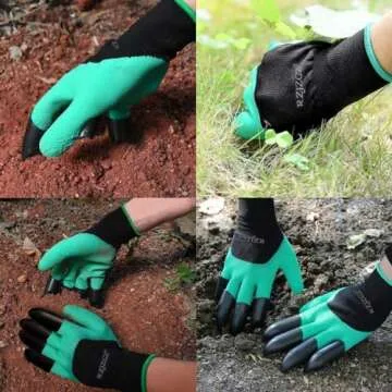 RZJZGZ 2 Pairs Garden Gloves with Claws for Women and Men Both Hands Gardening Work Gloves Garden Gloves Yard Work Safe Gloves for Easy Digging Planting