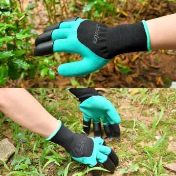 RZJZGZ 2 Pairs Garden Gloves with Claws for Women and Men Both Hands Gardening Work Gloves Garden Gloves Yard Work Safe Gloves for Easy Digging Planting