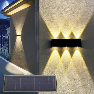 Mrzxy Solar Wall Lights Outdoor Aluminum Sconce Spot Lens 3000K LED Up and Down Waterproof Solar Lig...