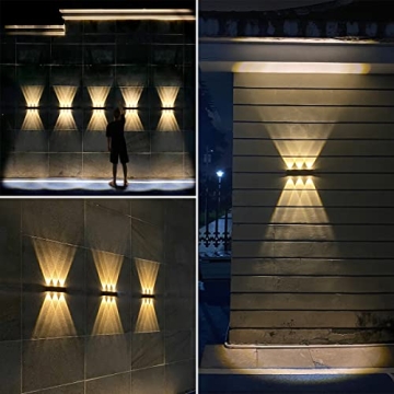 Mrzxy Solar Wall Lights - Up and Down LED Outdoor Lighting