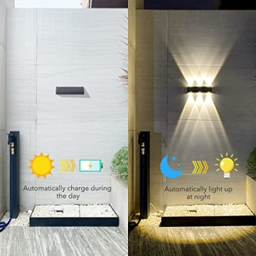 Mrzxy Solar Wall Lights - Up and Down LED Outdoor Lighting