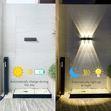 Mrzxy Solar Wall Lights - Up and Down LED Outdoor Lighting