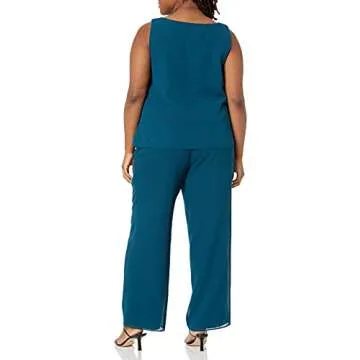 Le Bos Women's Plus Size Elegant Jacket Pant Set