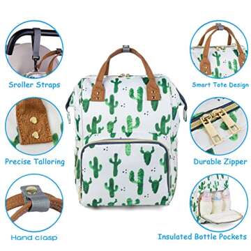 Starte Flower Baby Diaper Backpack with Stroller Straps Large Capacity Baby Bags for Fashion Mommy M...