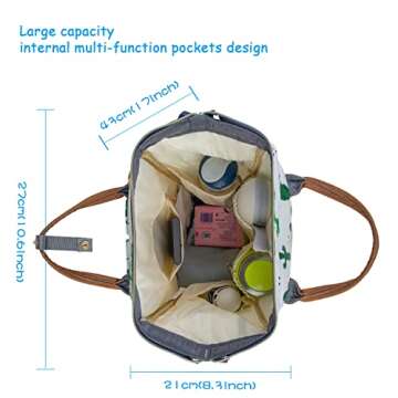Starte Flower Baby Diaper Backpack with Stroller Straps Large Capacity Baby Bags for Fashion Mommy Maternity Nappy Bag Cactus