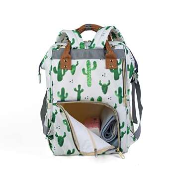 Starte Flower Baby Diaper Backpack with Stroller Straps Large Capacity Baby Bags for Fashion Mommy Maternity Nappy Bag Cactus